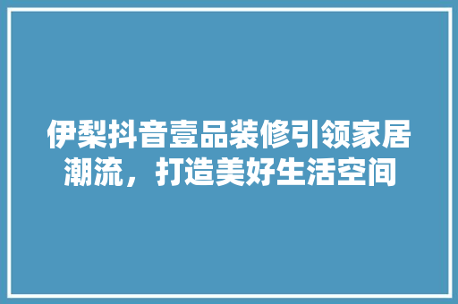 伊梨抖音壹品装修引领家居潮流，打造美好生活空间  第1张