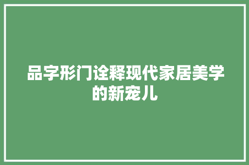 品字形门诠释现代家居美学的新宠儿  第1张