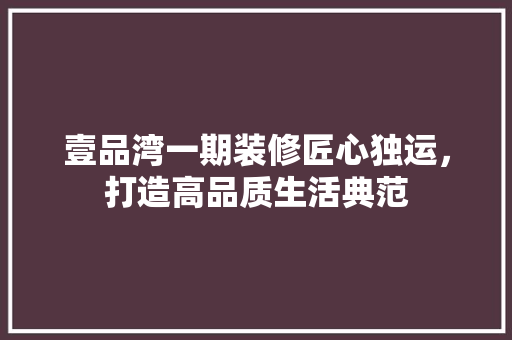 壹品湾一期装修匠心独运，打造高品质生活典范  第1张