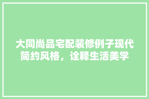 大同尚品宅配装修例子现代简约风格，诠释生活美学