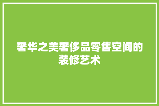 奢华之美奢侈品零售空间的装修艺术