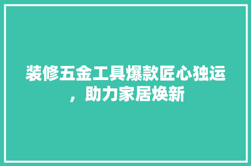 装修五金工具爆款匠心独运，助力家居焕新