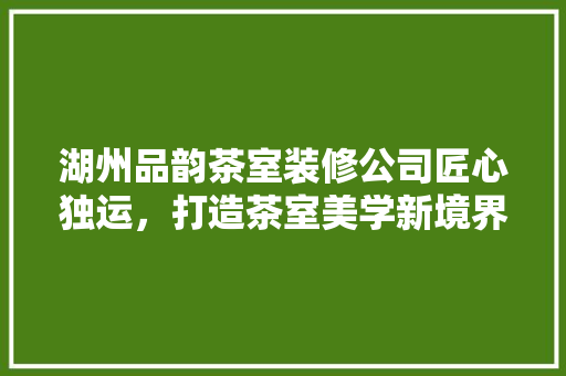 湖州品韵茶室装修公司匠心独运，打造茶室美学新境界