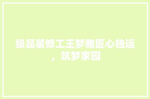 级品装修工王梦雅匠心独运，筑梦家园
