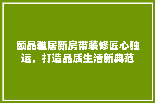 颐品雅居新房带装修匠心独运，打造品质生活新典范  第1张