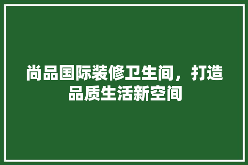 尚品国际装修卫生间，打造品质生活新空间