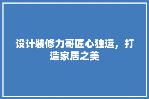 设计装修力哥匠心独运，打造家居之美  第1张