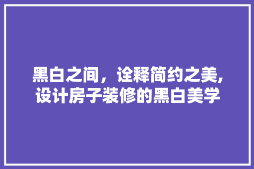 黑白之间，诠释简约之美,设计房子装修的黑白美学
