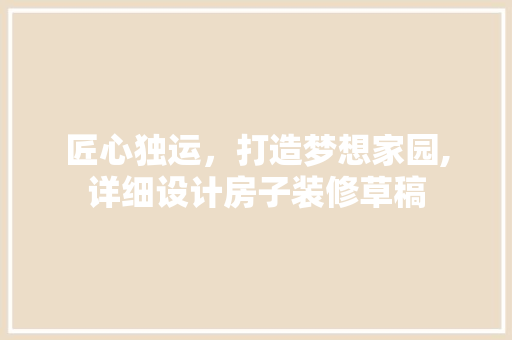 匠心独运，打造梦想家园,详细设计房子装修草稿