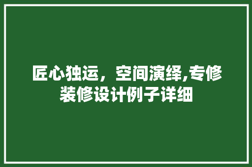 匠心独运，空间演绎,专修装修设计例子详细  第1张