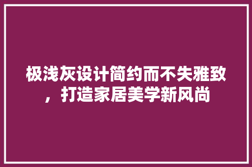 极浅灰设计简约而不失雅致，打造家居美学新风尚