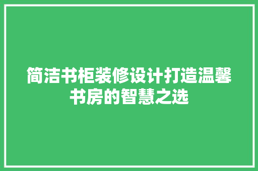 简洁书柜装修设计打造温馨书房的智慧之选