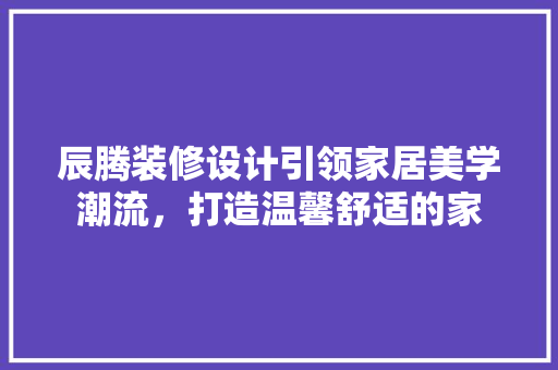 辰腾装修设计引领家居美学潮流，打造温馨舒适的家