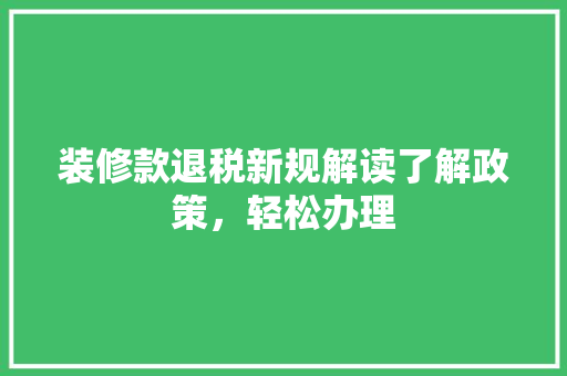 装修款退税新规解读了解政策，轻松办理  第1张