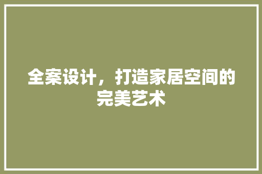 全案设计，打造家居空间的完美艺术