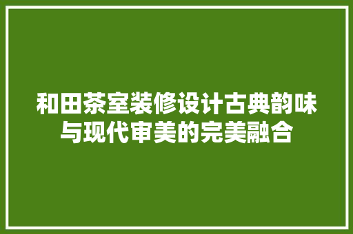 和田茶室装修设计古典韵味与现代审美的完美融合