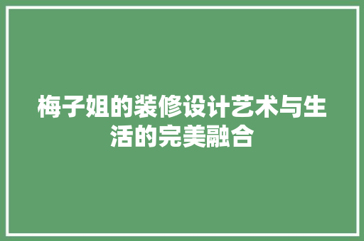 梅子姐的装修设计艺术与生活的完美融合