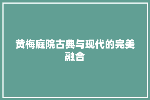 黄梅庭院古典与现代的完美融合