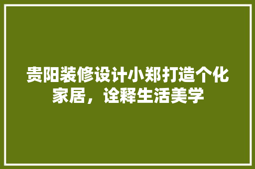 贵阳装修设计小郑打造个化家居，诠释生活美学
