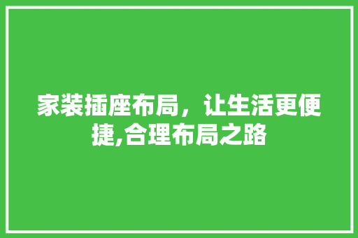 家装插座布局，让生活更便捷,合理布局之路