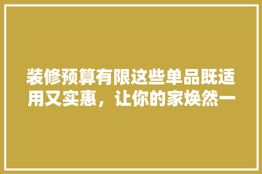 装修预算有限这些单品既适用又实惠，让你的家焕然一新！