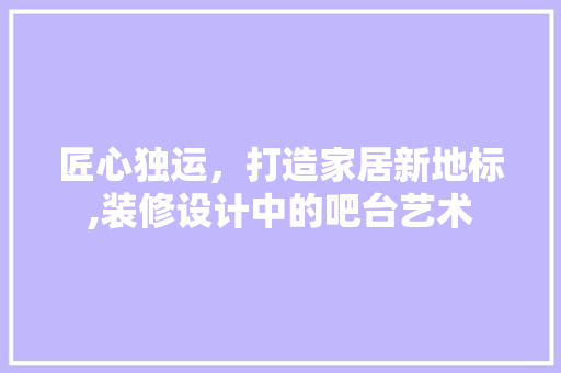 匠心独运，打造家居新地标,装修设计中的吧台艺术