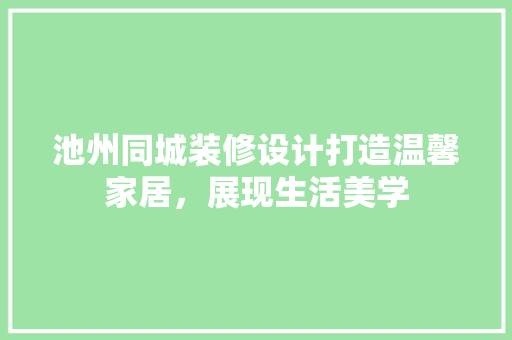 池州同城装修设计打造温馨家居，展现生活美学