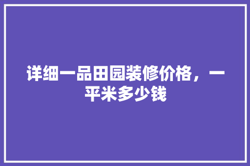 详细一品田园装修价格，一平米多少钱