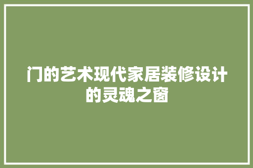门的艺术现代家居装修设计的灵魂之窗
