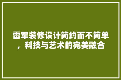 雷军装修设计简约而不简单，科技与艺术的完美融合