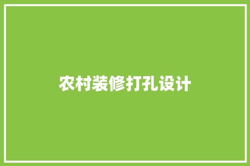 农村装修打孔设计
