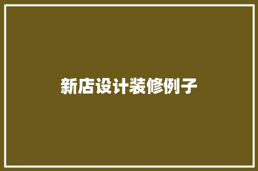 新店设计装修例子